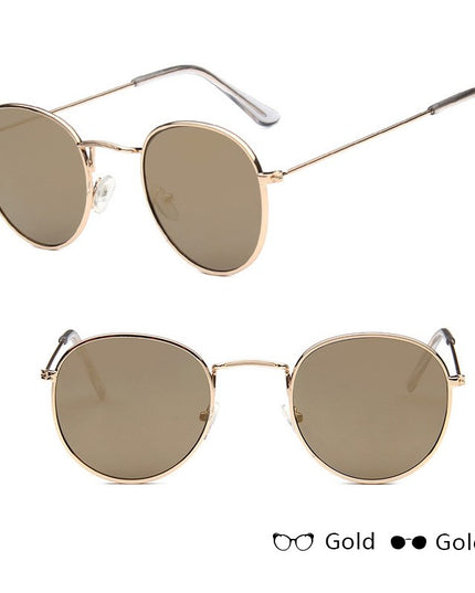 Retro Round Sunglasses for Women – Metal Frame, 14 Color Combos