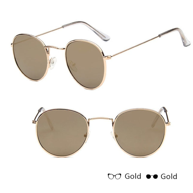Retro Round Sunglasses for Women – Metal Frame, 14 Color Combos