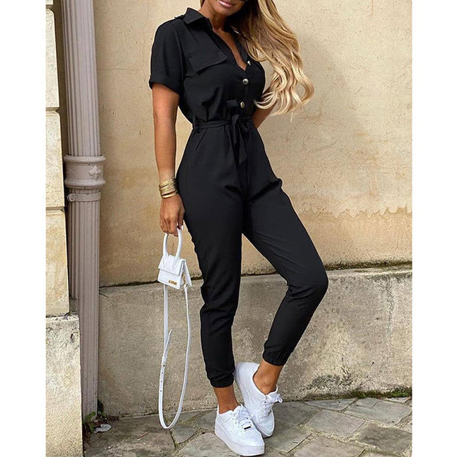 Collared Belted Jumpsuit