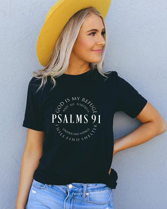 Women's Psalms 91 'God Is My Refuge' Christian T-Shirt – 5 Colors, Sizes S–3XL