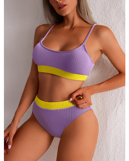 Women's High Waist Ribbed Bikini Set – 17 Colors