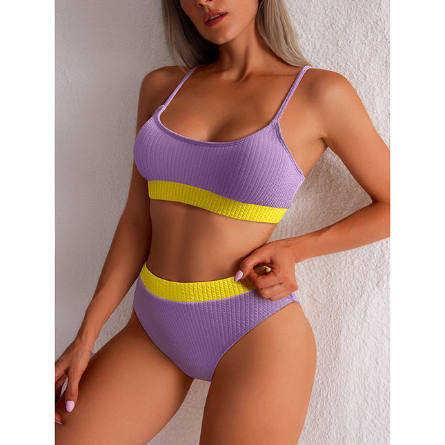 Women's High Waist Ribbed Bikini Set – 17 Colors