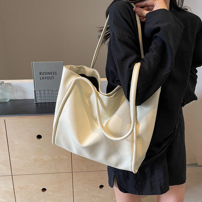 Women's Large Capacity Soft PU Leather Tote Bag – Commuter, Travel & Shopping, 4 Colors