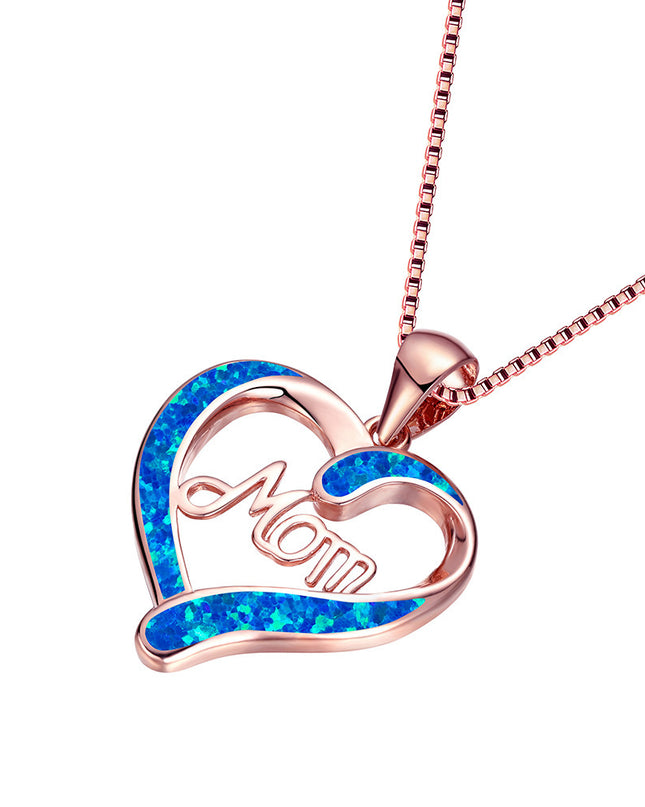 MOM Heart Pendant Necklace | Mother's Day Gift Jewelry