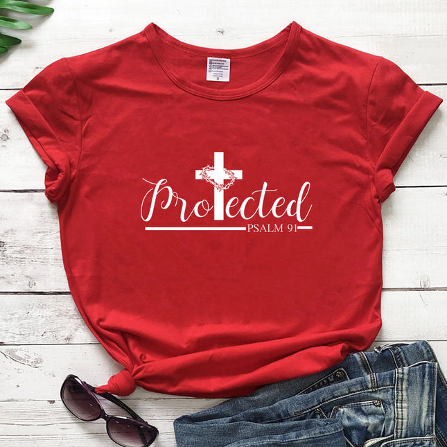 Women's Christian Inspirational Printed T-Shirt – Cotton, 14 Colors, Sizes S–3XL