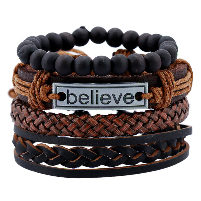 Men's Genuine Leather Bracelet – Bold Geometric Cuff | Unisex Style