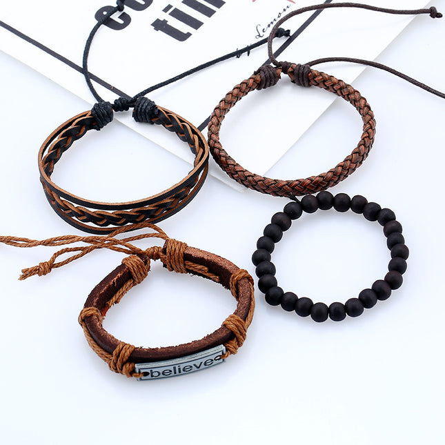 Men's Genuine Leather Bracelet – Bold Geometric Cuff | Unisex Style