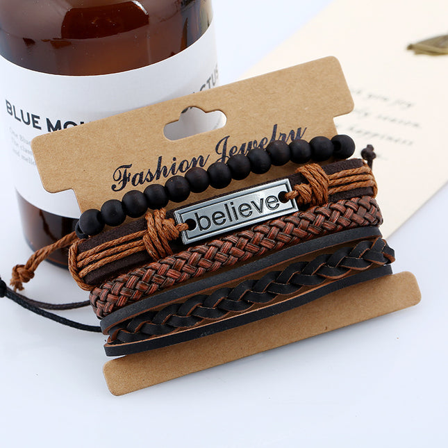Men's Genuine Leather Bracelet – Bold Geometric Cuff | Unisex Style
