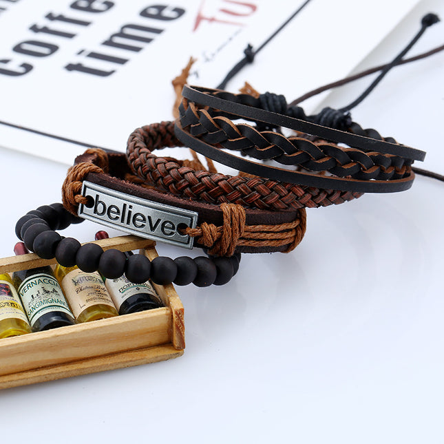 Men's Genuine Leather Bracelet – Bold Geometric Cuff | Unisex Style