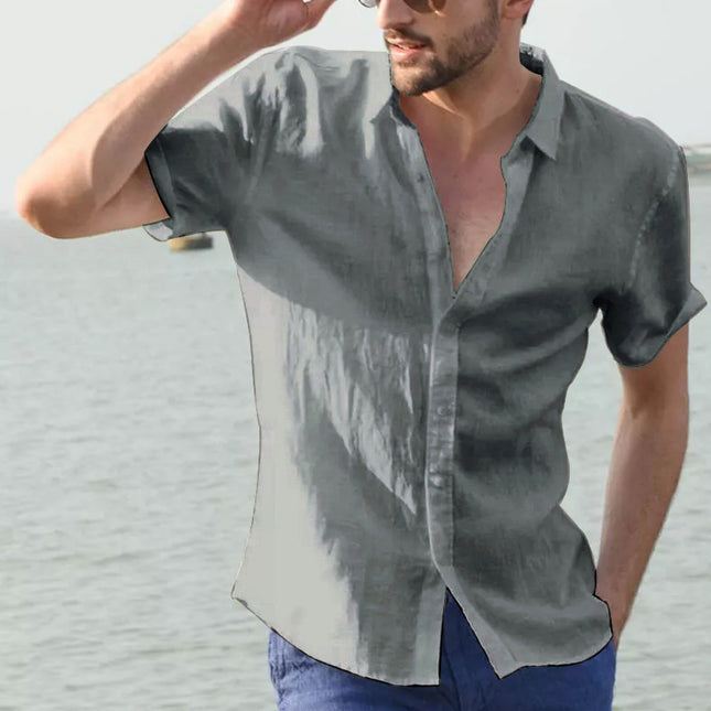 Men's Short-Sleeve Button-Up Shirt – Lightweight Summer Essential