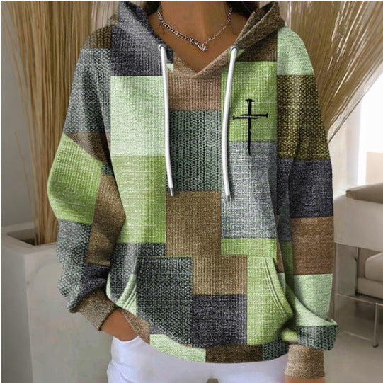 Women's Artistic Print Pullover Hoodie – Retro Style, Sizes S–6XL