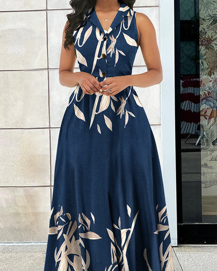 Women's Printed Sleeveless Midi Dress
