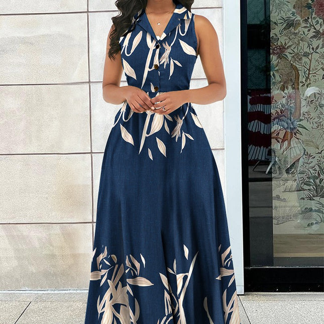 Women's Printed Sleeveless Midi Dress