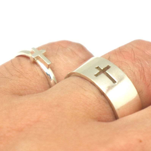Cross Design Stainless Steel Couple Ring