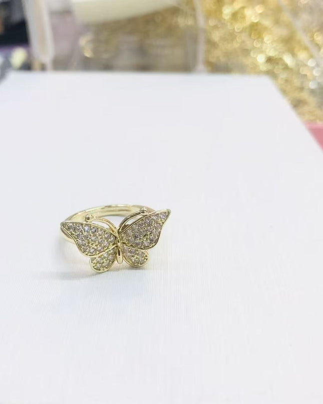 Gold Butterfly Diamond-Encrusted Ring