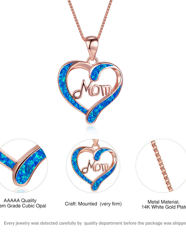 MOM Heart Pendant Necklace | Mother's Day Gift Jewelry