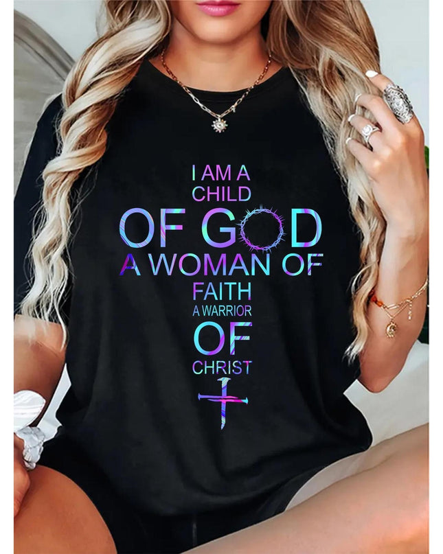 Women's Christian Faith Graphic T-Shirt – Black, Sizes S–XXL