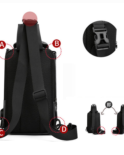 Multifunction Bags For Men Nylon Backpack Crossbody Shoulder Bag With USB Charging Port Chest Bags Pack