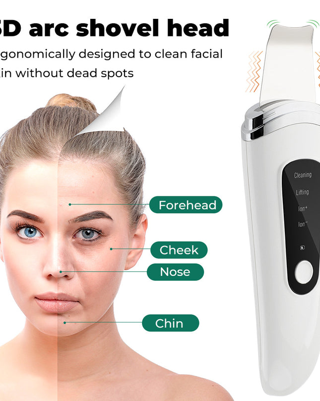 Ultrasonic Facial Beauty Device – 4-in-1 Deep Cleansing, Ion Therapy & Blackhead Removal