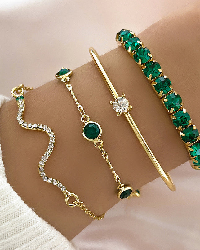 Snake-Motif Stretch Bracelet Set | 4-Piece Stacking Jewelry for Women