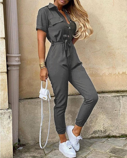 Collared Belted Jumpsuit