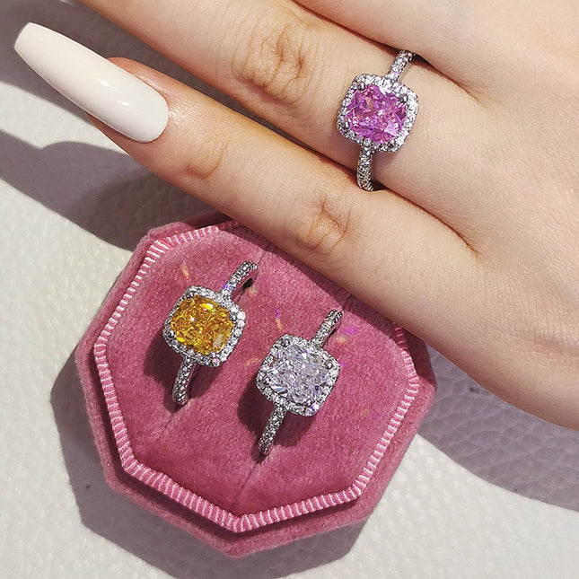 Cubic Zirconia Geometric Ring Collection