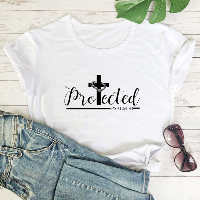 Women's Christian Inspirational Printed T-Shirt – Cotton, 14 Colors, Sizes S–3XL