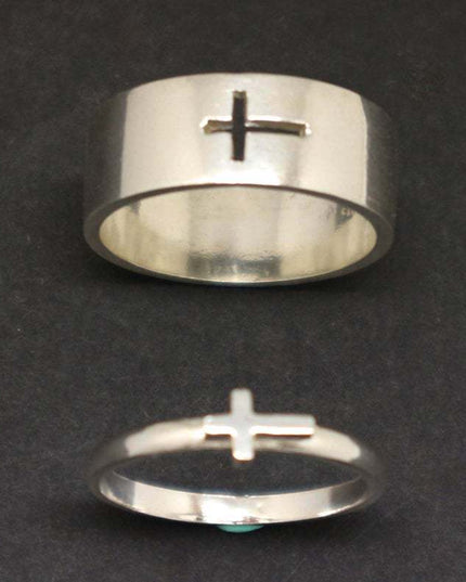 Cross Design Stainless Steel Couple Ring
