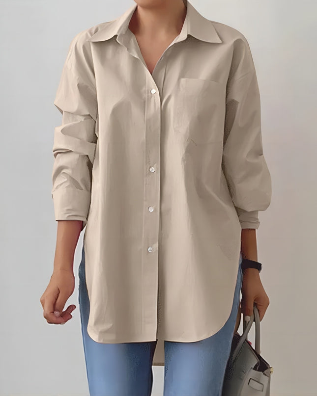 Split-Neck Long-Sleeve Shirt