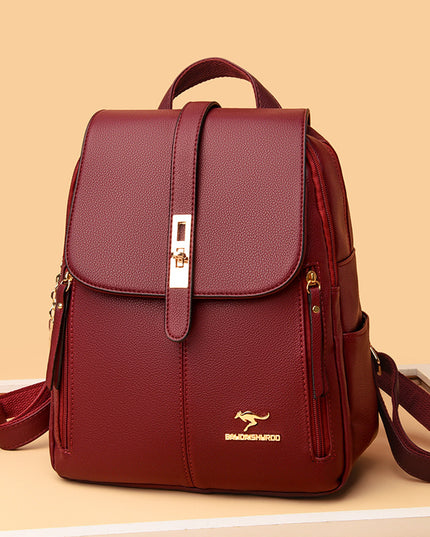 Women's Multi-Function Leather Backpack – Anti-Theft, Waterproof, 20–35L