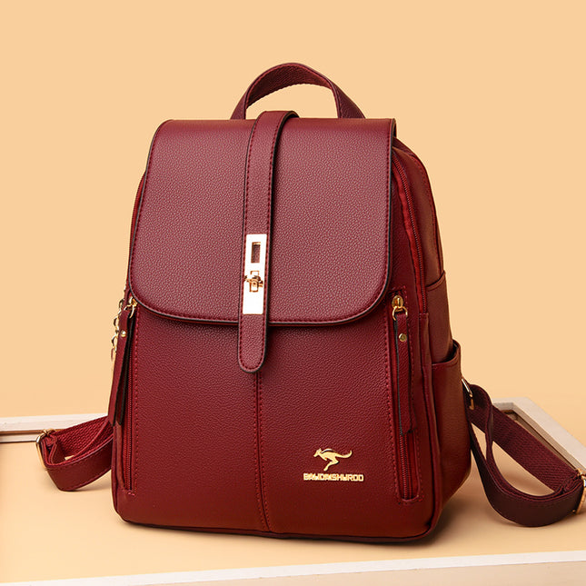 Women's Multi-Function Leather Backpack – Anti-Theft, Waterproof, 20–35L