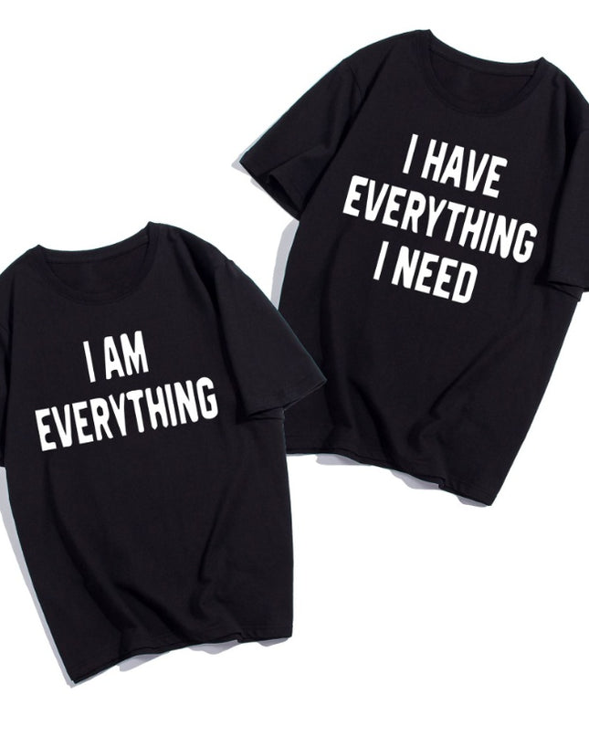 "Everything I Need" Couples Matching T-Shirt – His & Hers, Black or White, Sizes S–3XL