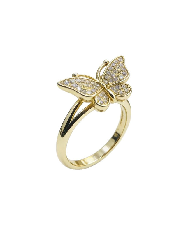 Gold Butterfly Diamond-Encrusted Ring