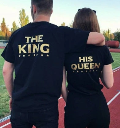 "The King & His Queen" Matching Couples T-Shirts – Black, Sizes XS–XXL