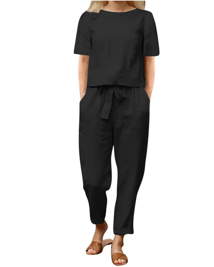 Women's Cotton And Linen Wide-leg Pants Suit