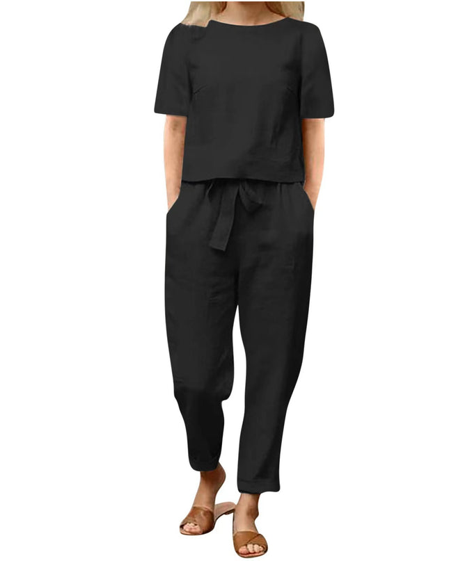 Women's Cotton And Linen Wide-leg Pants Suit