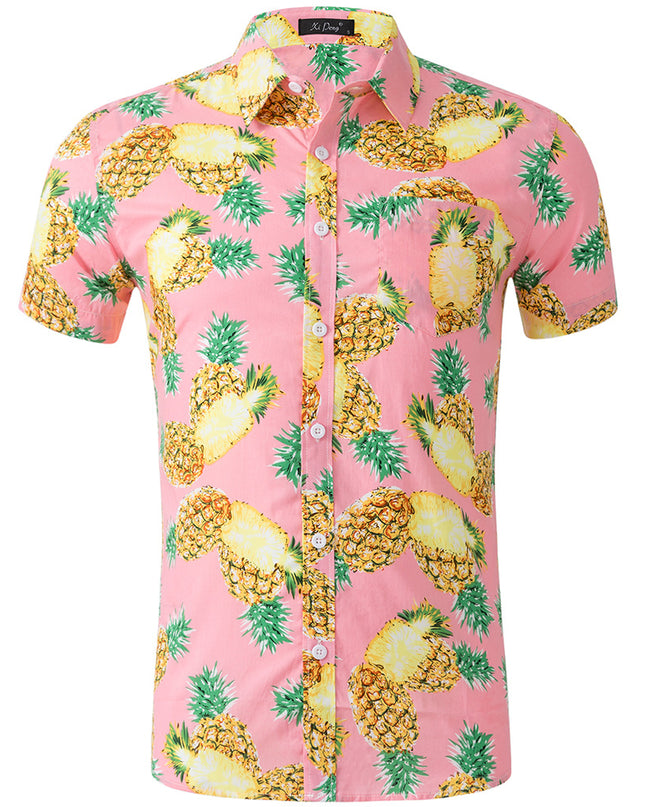 Men's 100% Cotton Printed Short Sleeve Shirt – 13 Prints, Sizes S–XXL