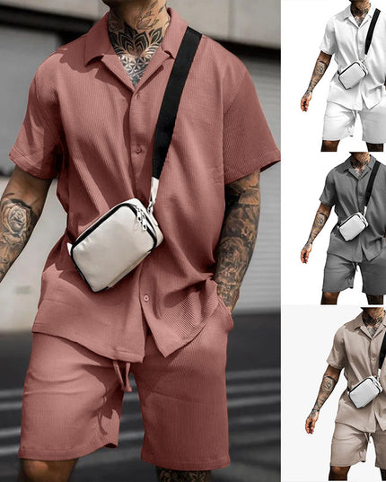 Men's Cotton Polo Shirt & Shorts Set – Casual 2-Piece Summer Suit | 5 Colors | S–XXXL
