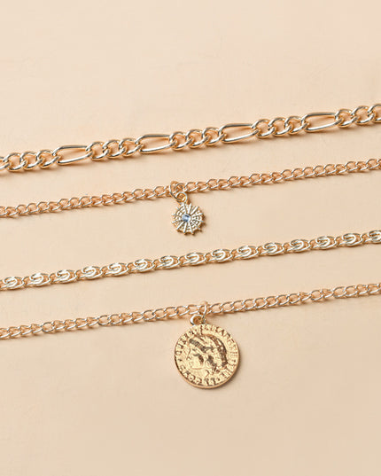 Layered Coin Necklace – Chunky Gold & Silver Chain | Women's Jewelry