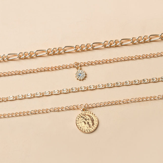 Layered Coin Necklace – Chunky Gold & Silver Chain | Women's Jewelry
