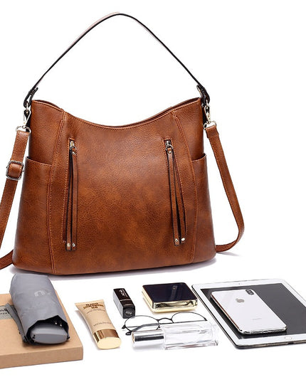 Women's Large Capacity PU Leather Handbag – Tassel Detail, Laptop Pocket, 3 Colors