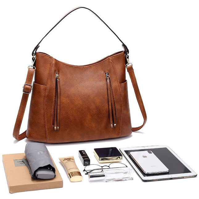 Women's Large Capacity PU Leather Handbag – Tassel Detail, Laptop Pocket, 3 Colors