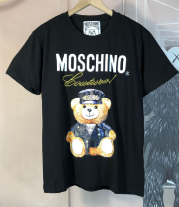 Teddy Bear Graphic Couple Short-Sleeve T-Shirt – White & Black, XXS–M