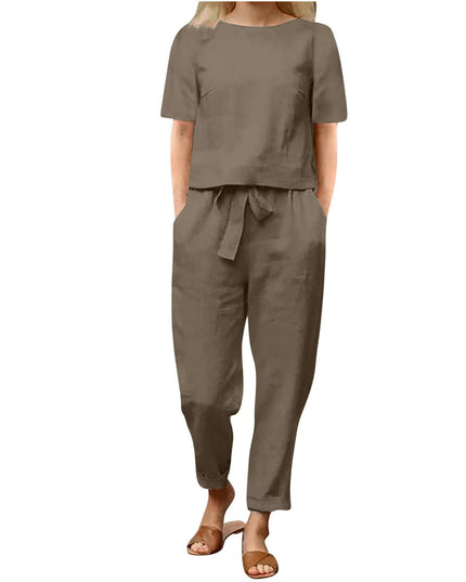 Women's Cotton And Linen Wide-leg Pants Suit