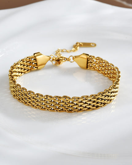 Geometric Chain Bracelet | Gold & Silver Titanium Steel Jewelry for Women