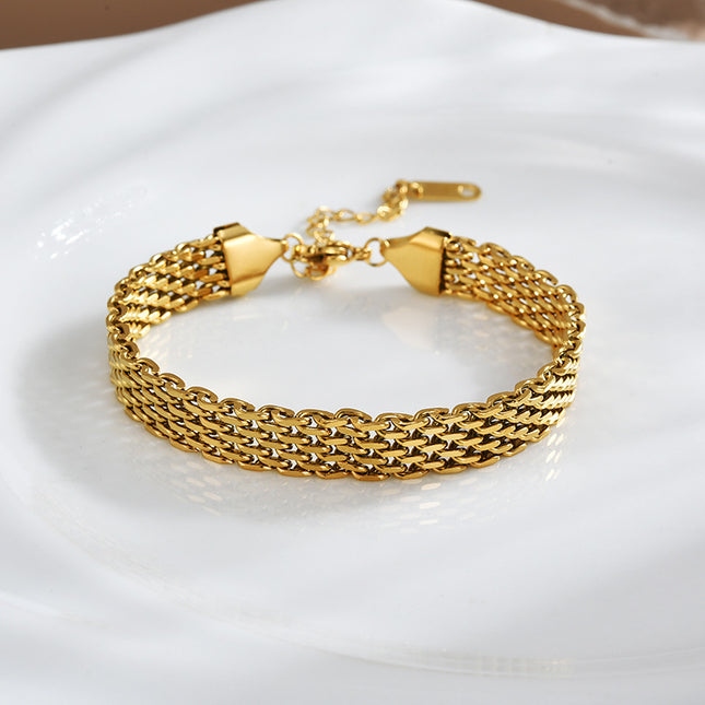 Geometric Chain Bracelet | Gold & Silver Titanium Steel Jewelry for Women