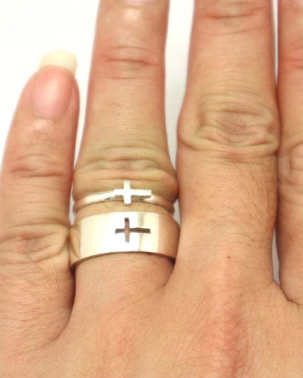 Cross Design Stainless Steel Couple Ring