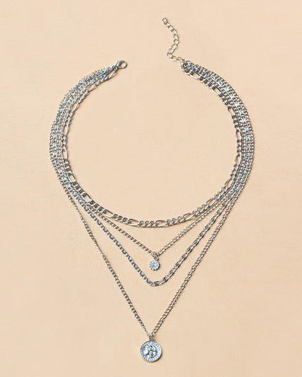 Layered Coin Necklace – Chunky Gold & Silver Chain | Women's Jewelry