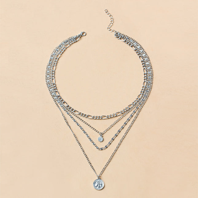 Layered Coin Necklace – Chunky Gold & Silver Chain | Women's Jewelry