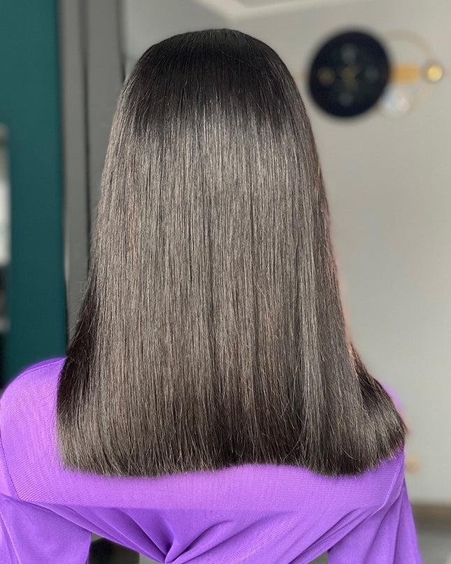 Double Drawn Bone Straight Human Hair Wig – 16 Inch